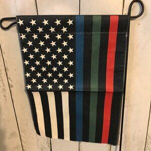 New Garden flag that is in support of first responders.  Red, blue, green lines